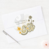 Sticker Rond Vagues tropicales Hibiscus jaune Destination Maria (Enveloppe)