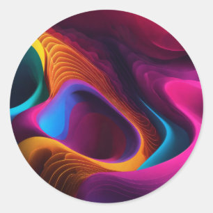 Sticker Rond Vagues vibrantes de couleur