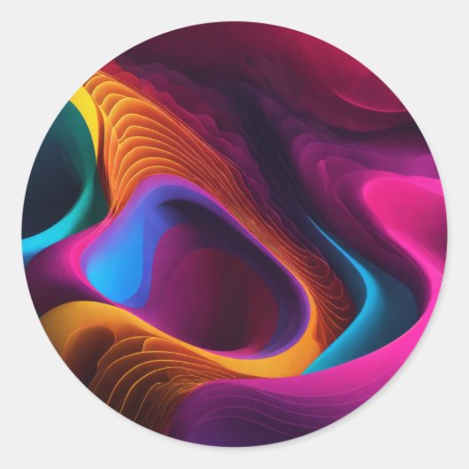 Sticker Rond Vagues vibrantes de couleur (Devant)