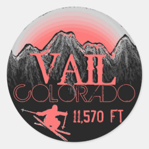 Sticker Rond Vail Colorado collants de montagne rose