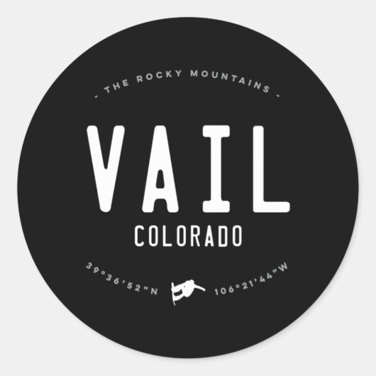 Sticker Rond Vail Colorado Distants Snowboard (Devant)