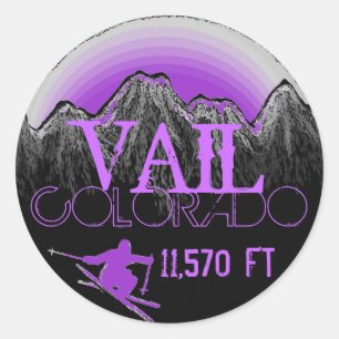 Sticker Rond Vail Colorado violet collants de montagne de ski