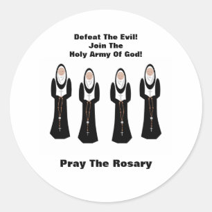 Sticker Rond Vaincre le mal...Priez le rosaire