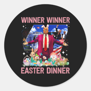 Sticker Rond Vainqueur Dîner de Pâques Trump Bunny Hunt Eggs Ha