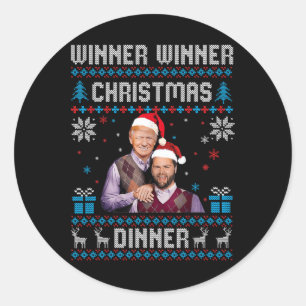 Sticker Rond Vainqueur du dîner de Noël Père Noël Trump Ugly Sw