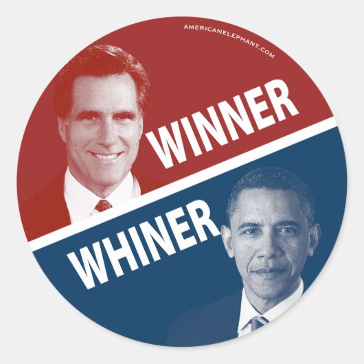 Sticker Rond Vainqueur ou géant Romney Vs Obama (Devant)