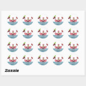 Sticker Rond Vaisseau pirate rose (Feuille)