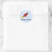 Sticker Rond Vaisseau spatial avec dicton (Sac)