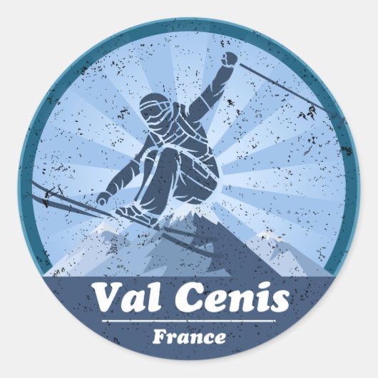 Sticker Rond Val Cenis Station de ski - Skieur (Devant)