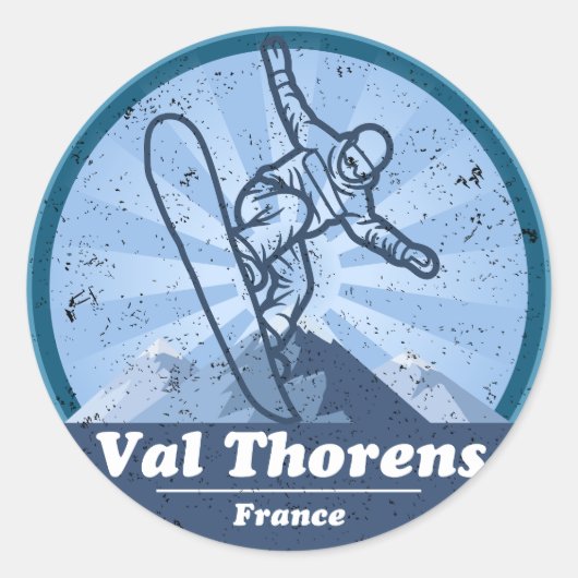 Sticker Rond Val Thorens Station de ski - Snowboard (Devant)