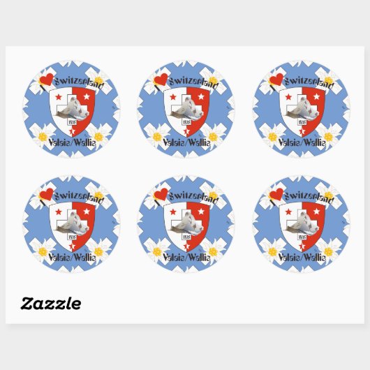 Sticker Rond Valais Suisse Svizzera (Feuille)