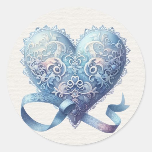 Sticker Rond Valentin bleu et rose (Devant)