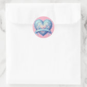 Sticker Rond Valentin bleu et rose (Sac)