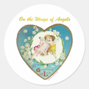 Sticker Rond Valentin victorien sur les anges des cadeaux des a