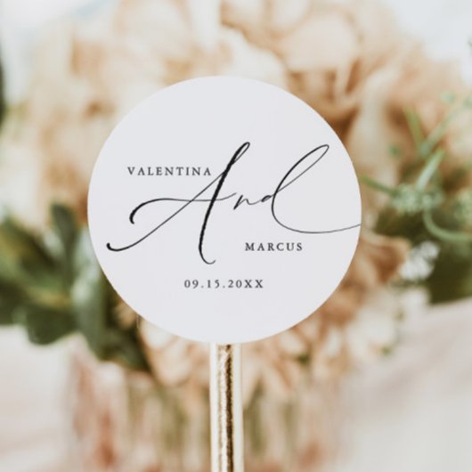 Sticker Rond VALENTINA Chic Elegant Calligraphie Script Mariage