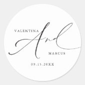 Sticker Rond VALENTINA Chic Elegant Calligraphie Script Mariage (Devant)