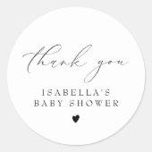 Sticker Rond VALENTINA Elegant Baby shower de Script moderne (Devant)