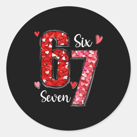 Sticker Rond Valentine 67 Six Seven Meme Rose Hearts Valentine’ (Devant)