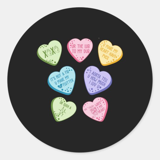 Sticker Rond Valentine Cardiology Nurse Conversation Hearts Can (Devant)