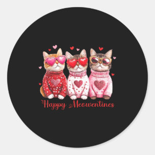 Sticker Rond Valentine Chat Heureux Meowentines Cœur Saint-Vale