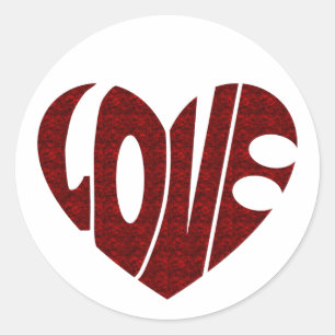 Sticker Rond Valentine Coeur design, Retro Love design