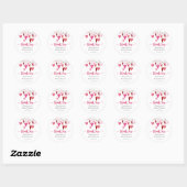 Sticker Rond Valentine Coeurs roses Baby shower Merci (Feuille)