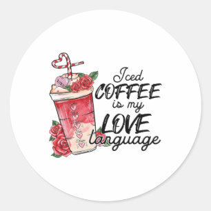 Sticker Rond Valentine Coffee Lover Heart Latte Iced Coffee Val