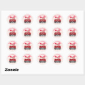 Sticker Rond Valentine Gnome Love Pink Hearts Noms (Feuille)