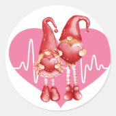 Sticker Rond Valentine Gnome, Valentine Heartbeat (Devant)