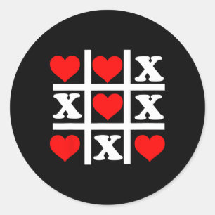 Sticker Rond Valentine Heart Tic Tac Toe