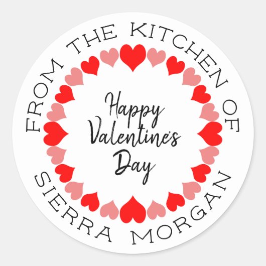 Sticker Rond Valentine Heart Wreath Kitchen Traitements Étiquet (Devant)