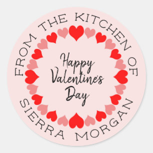Sticker Rond Valentine Heart Wreath Kitchen Traitements Étiquet