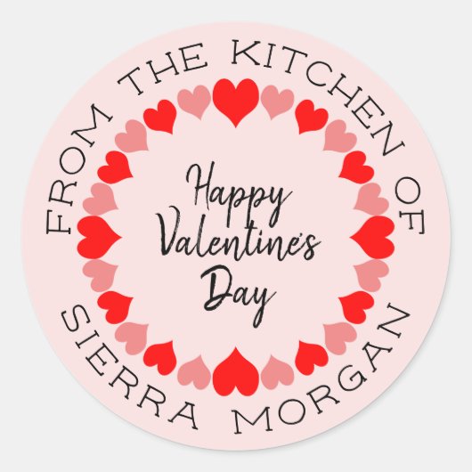 Sticker Rond Valentine Heart Wreath Kitchen Traitements Étiquet (Devant)