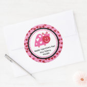 Sticker Rond Valentine Ladybug Party Favoriser (Enveloppe)