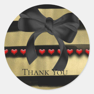 Sticker Rond Valentine Moderne Black Bow Gold Paint Party Favor