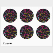 Sticker Rond Valentine Motif avec Coeurs de couleurs (Feuille)