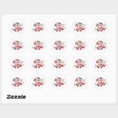 Sticker Rond Valentine Ours avec Casquette (Feuille)