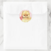 Sticker Rond Valentine Pomeranian rose (Sac)
