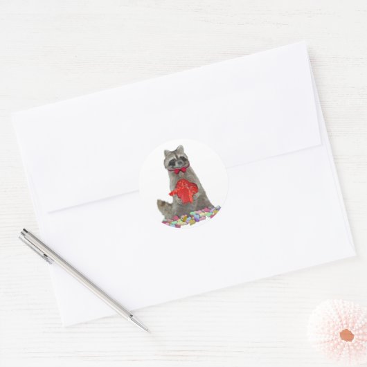 Sticker Rond Valentine Raccoon Bandit (Enveloppe)