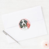 Sticker Rond Valentine Rose anglais Cocker Spaniel (Enveloppe)