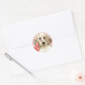 Sticker Rond Valentine Rose Anglais Setter (Enveloppe)
