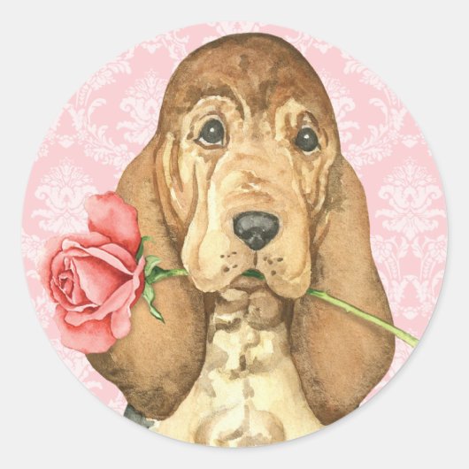Sticker Rond Valentine Rose Bloodhound (Devant)