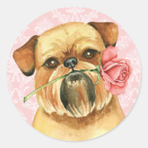 Sticker Rond Valentine Rose Bruxelles Griffon