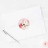 Sticker Rond Valentine Rose Bull Terrier (Enveloppe)