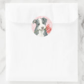 Sticker Rond Valentine Rose Pit Bull (Sac)