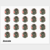 Sticker Rond Valentine Rose Terre-Neuve (Feuille)
