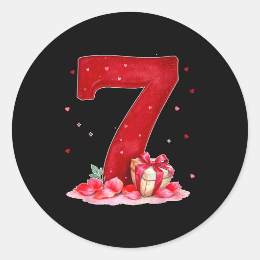 Sticker Rond Valentine’s Day 67 Filled With Heart Funny Six Sev (Devant)