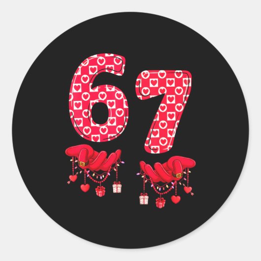 Sticker Rond Valentine’s Day 67 Meme Six Seven 6 7 Valentine Wo (Devant)