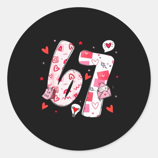 Sticker Rond Valentine’s Day Funny 67 Meme Six Seven 6 7 Valent (Devant)