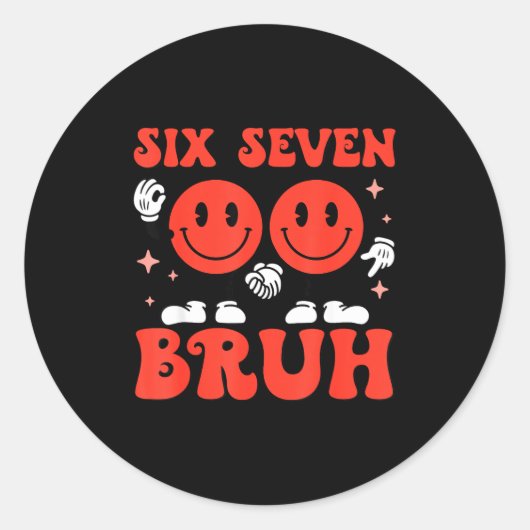 Sticker Rond Valentine’s Day Funny 67 Meme Six Seven 6 7 Valent (Devant)